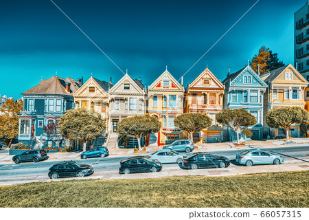 Panoramic view of the San Francisco Painted ladies Panoramic view of the San Francisco Painted ladies 66057315