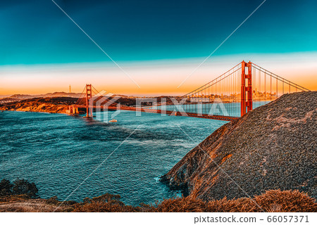 Panorama on San Francisco and the Gold Gate 66057371