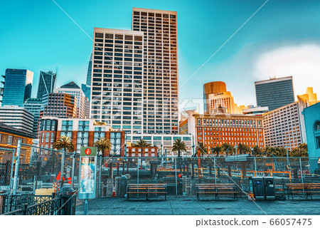 View of downtown from the Embarcadero street, San View of downtown from the Embarcadero street, San 66057475