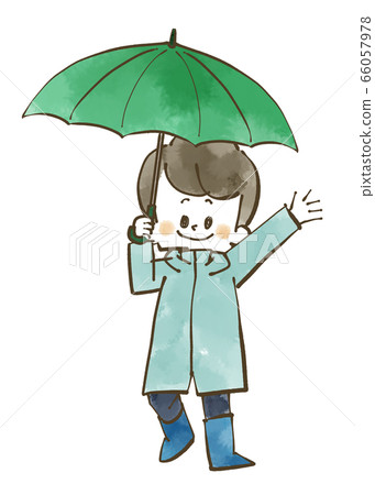 Boy holding an umbrella-watercolor 66057978