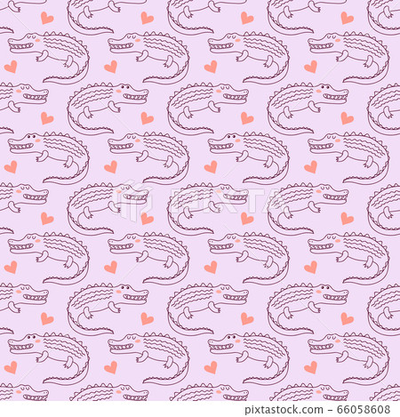 Seamless pattern with cute crocodiles Seamless pattern with cute crocodiles 66058608