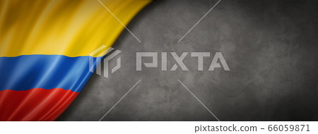 Colombian flag on concrete wall banner 66059871