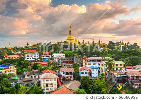 Yangon, Myanmar view of Shwedagon Pagoda 66060959