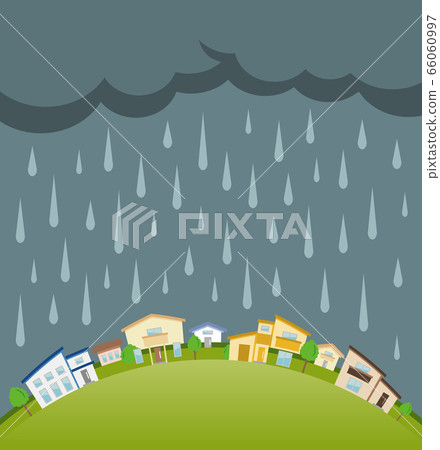 城市景觀_雨季的插圖圖像 66060997