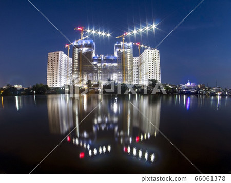 Landscape photo: construction works are working at night (Vietnam) 66061378