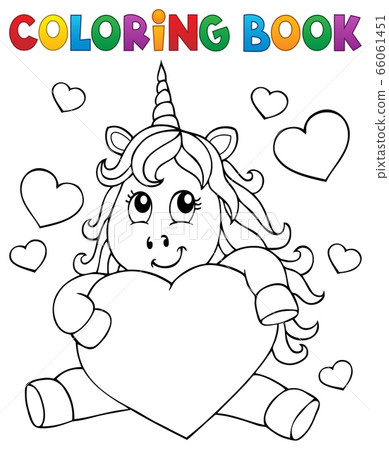 Coloring book Valentine unicorn theme 1 66061451