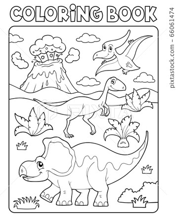 Coloring book dinosaur composition image 2 Coloring book dinosaur composition image 2 66061474