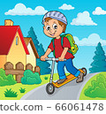 Boy on kick scooter theme image 2 66061478
