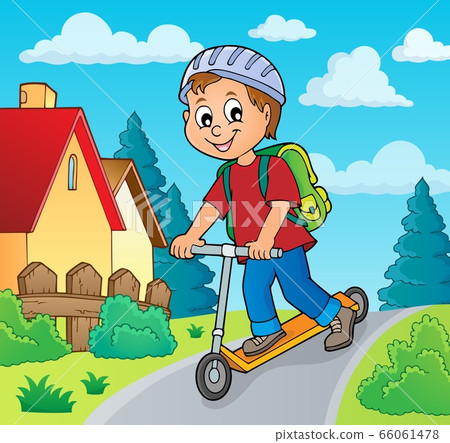 Boy on kick scooter theme image 2 Boy on kick scooter theme image 2 66061478