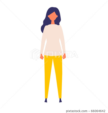 Upright woman full body portrait vector illustration 66064642