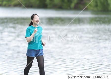 Jogging walking women's health exercise 66064664