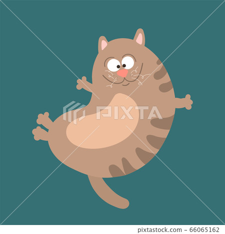 Cute funny cat, handwritten in cartoon style,children's textiles. 66065162
