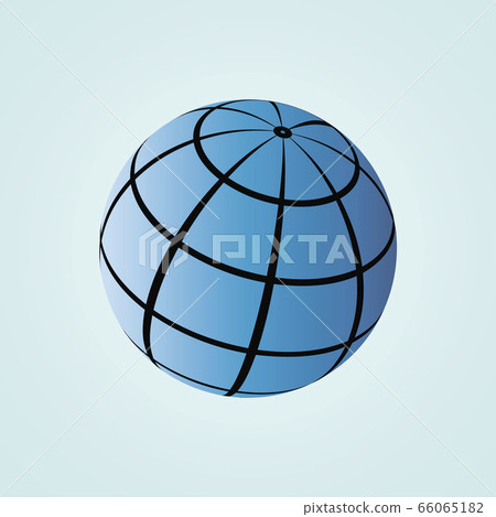 Globe icon. Flat vector drawing. Horizontal vertical lines 66065182