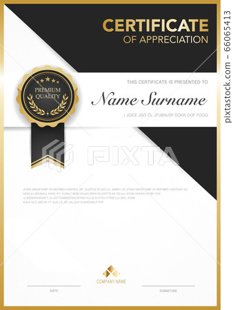 diploma certificate template black and gold color. diploma certificate template black and gold color. 66065413