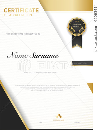 diploma certificate template black and gold color. 66065414