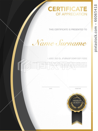 diploma certificate template black and gold color. 66065418