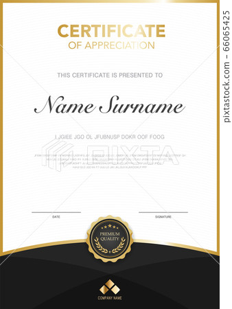 diploma certificate template black and gold color. 66065425