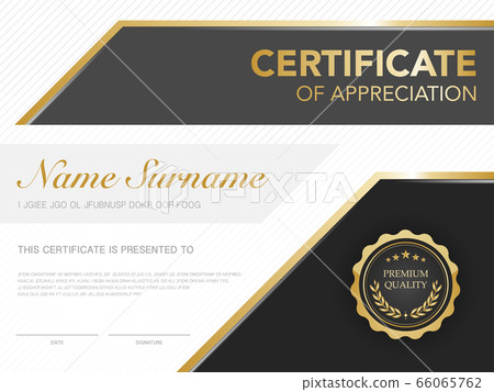 diploma certificate template black and gold color. 66065762