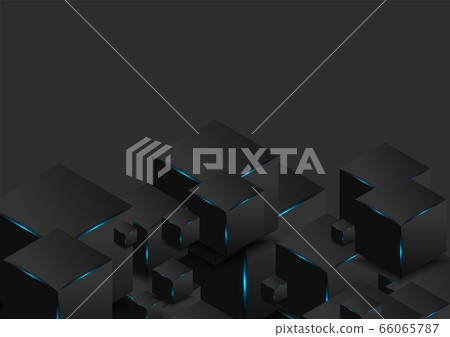 Abstract black 3d cubes with blue glowing lights - Stock Illustration ...