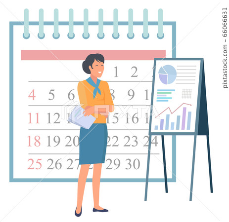 Woman Researching Graph Report, Business Vector Woman Researching Graph Report, Business Vector 66066631