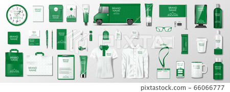 Corporate identity template design. Branding design kit for beauty salon, cosmetic shop or organic shop. Green business stationery mockup set. Vector Corporate identity template design. Branding design kit for beauty salon, cosmetic shop or organic shop. Green business stationery mockup set. Vector 66066777