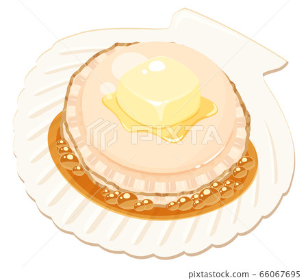 Scallop_with shell_grilled seafood_butter soy sauce 66067695