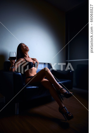 Sexy asian girl in underwear posing on sofa with Sexy asian girl in underwear posing on sofa with 66068827