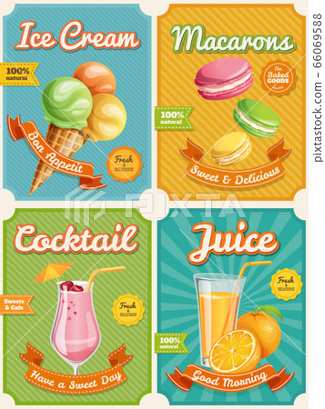 Four high detailed food posters with summer food 66069588