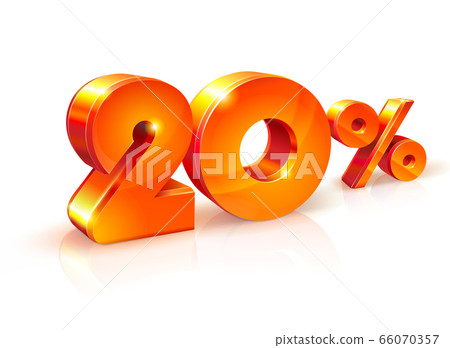 Sale 20% percents off on a white background. Sale 20% percents off on a white background. 66070357