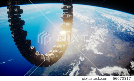 futuristic space station on Earth orbit 66070517