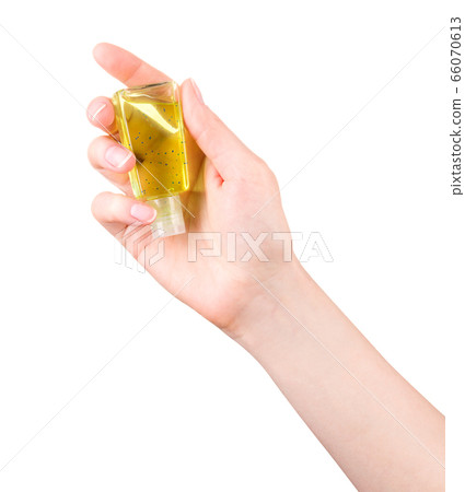 Woman hands use antibacterial gel. Concept of Woman hands use antibacterial gel. Concept of 66070613