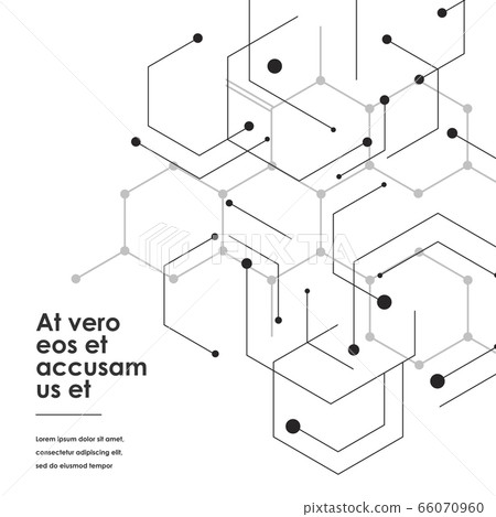 Hexagons genetic, science vector connection, chemical carcass and social network. Abstract concept with lines and dots 66070960