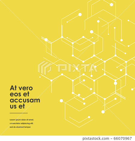 Connection and social network. Hexagons genetic, science, chemical carcass. Concept with lines and dots. Vector illustration 66070967