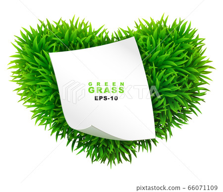 Grassy heart with a clean sheet of paper Grassy heart with a clean sheet of paper 66071109
