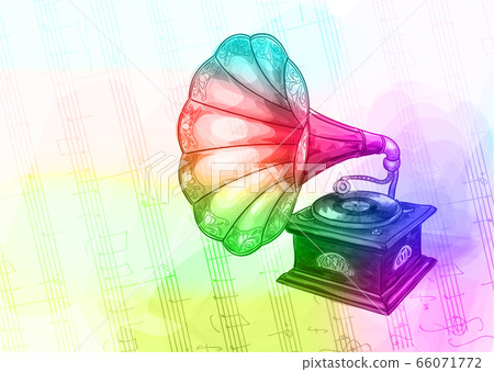 Vintage Gramophone in iridescen colours. 66071772