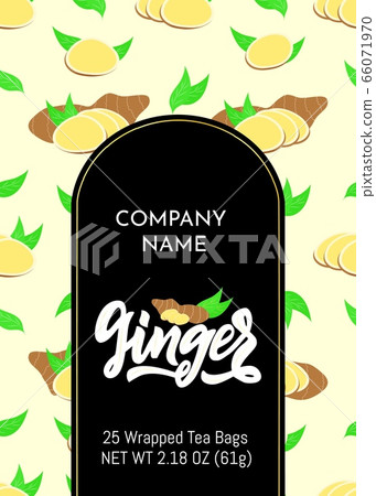 Template of packaging Ginger tea, company name.-插圖素材 [66071970] - PIXTA圖庫