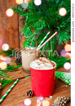 Hot chocolate with whipped cream Hot chocolate with whipped cream 66072913