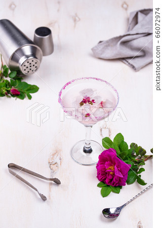 Pink cocktail Margarita with rose syrup Pink cocktail Margarita with rose syrup 66072974