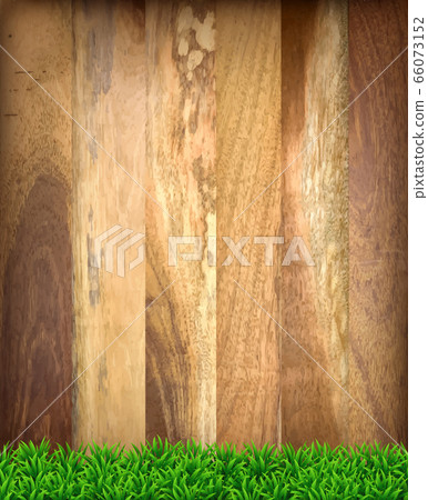 Wooden boards with green grass. Wooden boards with green grass. 66073152