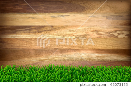 Wooden boards with green grass. Wooden boards with green grass. 66073153