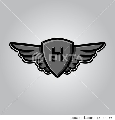 Initial Letter H, Shield Security, wing logo Initial Letter H, Shield Security, wing logo 66074036
