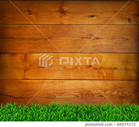 Background from oak boards with green grass. Background from oak boards with green grass. 66074172