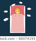 Woman with sleep problems and insomnia symptoms versus good sleep man.Flat  illustration. 66074193