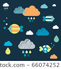 Colored fishes and clouds. Kids wall paper pattern. 66074252