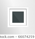 Photoframe mock up on the wall. Simple white empty framing. Template for poster, picture, painting. Vector. 66074259
