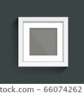 Photoframe mock up on the wall. Simple white empty framing. Template for poster, picture, painting. Vector. 66074262