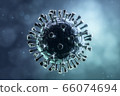 Coronavirus illustration. New deadly disease-causing viruses such as COVID-19 or SARS (Severe acute respiratory syndrome). Virus in a microscope close up. 3D rendering  66074694