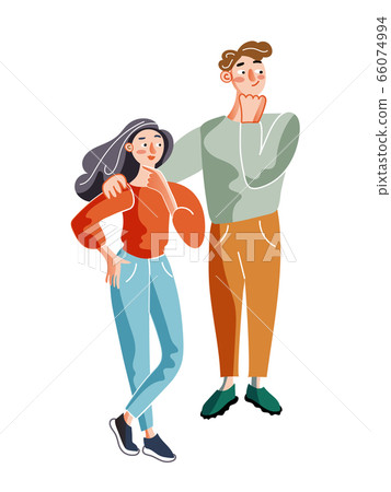 Thinking man and woman flat illustration Thinking man and woman flat illustration 66074994