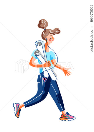 Girl with blueprints flat vector illustration 66075002