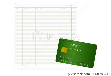 Illustration of a passbook and cash card that opened the entry page Illustration of a passbook and cash card that opened the entry page 66078621